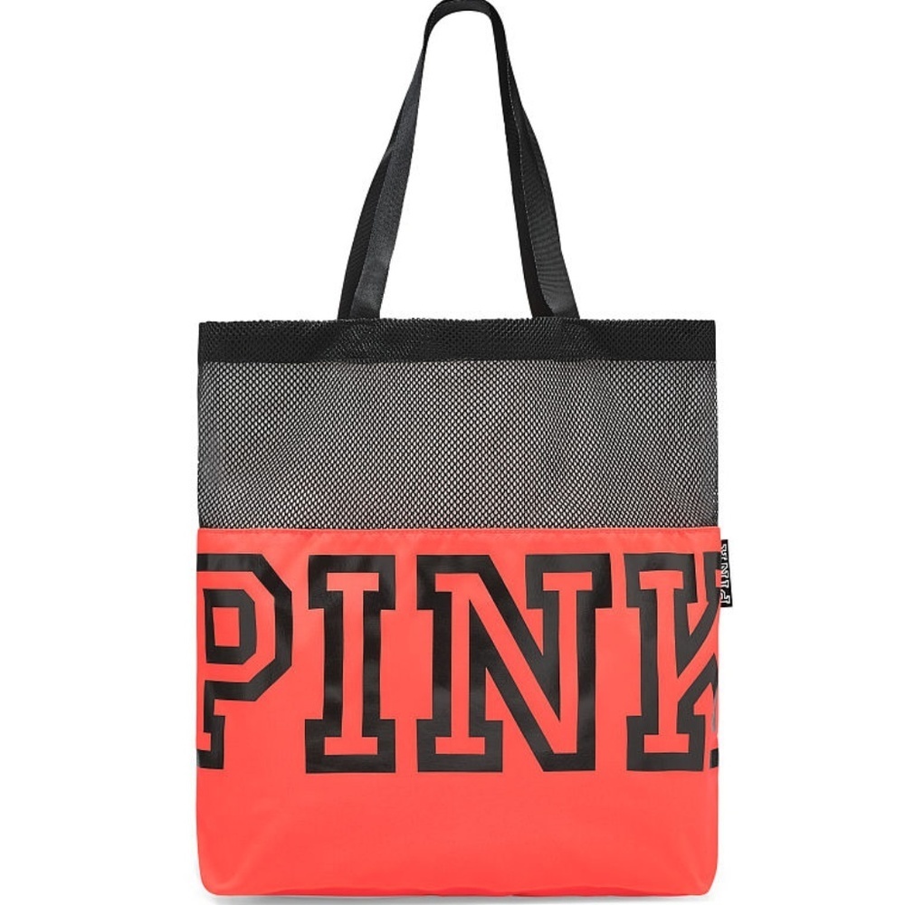 VS PINK Mesh Tote in Neon Red